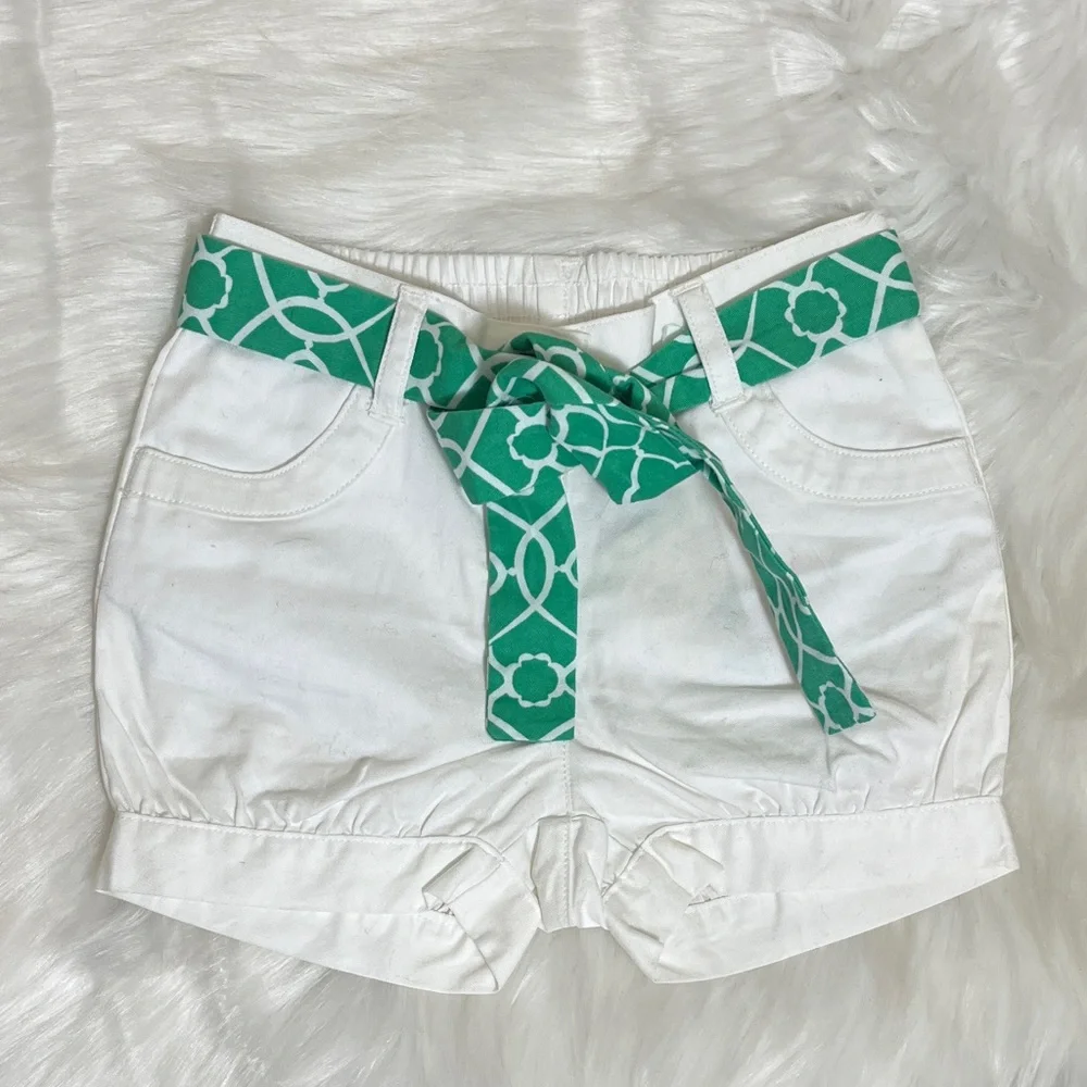 NWT Janie and Jack White Shorts with Green Patterned Belt